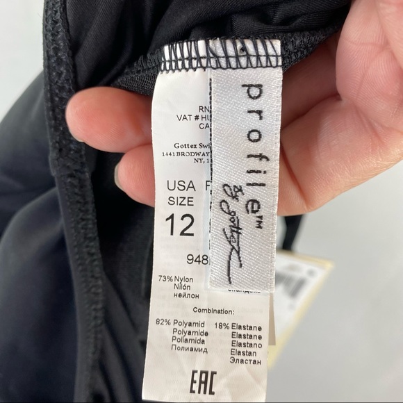 Profile by Gottex Fishnet High Neck One Piece Black Swimsuit size 12 - Picture 8 of 13